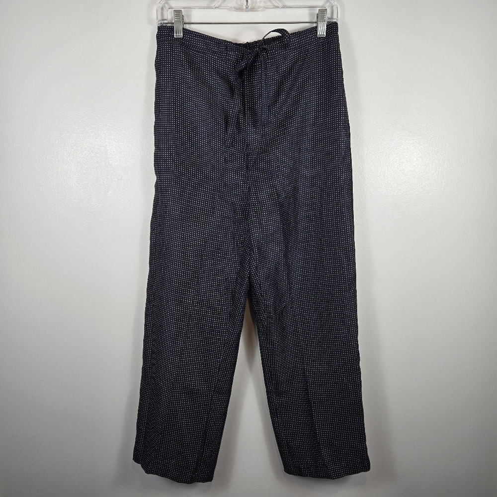Rag & Bone 100% Silk Navy Blue Micro Polkadot Cropped Trouser Pants Size 00
